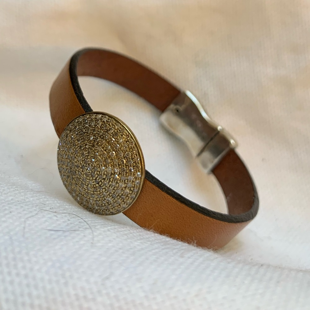 Leather and pavé bracelet, like new
